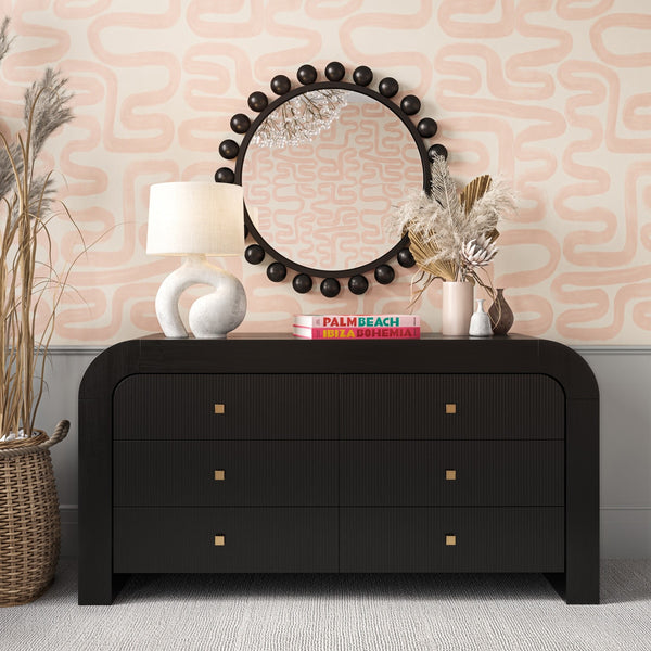 Hump 6 Drawer Black Dresser Model: TOV-B44098