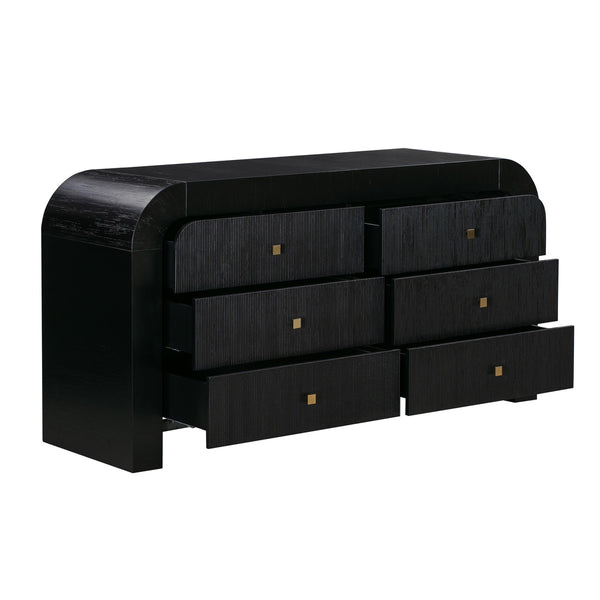 Hump 6 Drawer Black Dresser Model: TOV-B44098