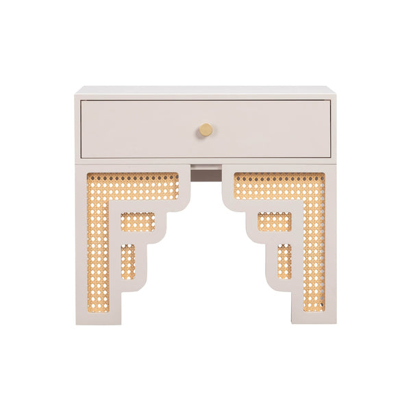 Suzie Cream & Rattan Nightstand Model: TOV-B54203