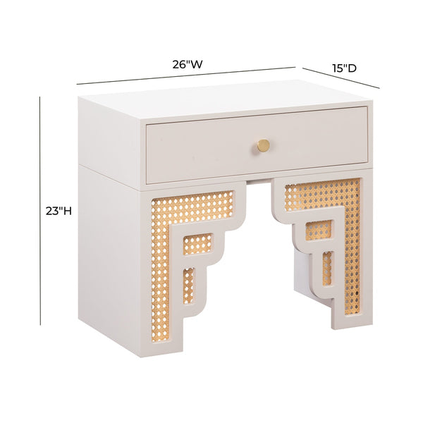 Suzie Cream & Rattan Nightstand Model: TOV-B54203
