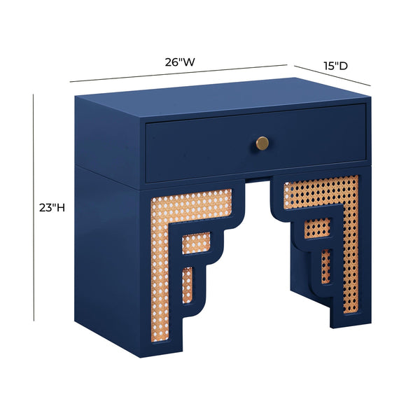 Suzie Navy & Rattan Nightstand Model: TOV-B54204