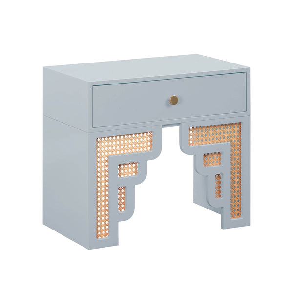 Suzie Pastel Blue & Rattan Nightstand Model: TOV-B54205