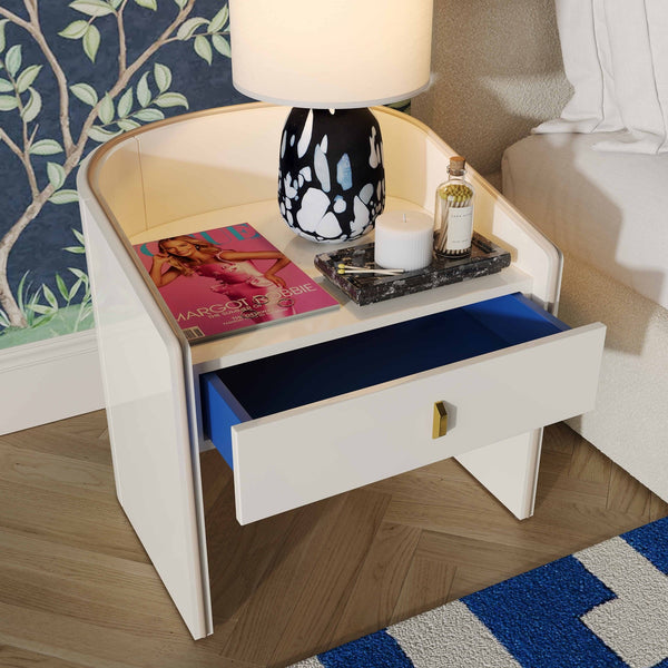 Collins Cream Lacquer Nightstand Model: TOV-B54249