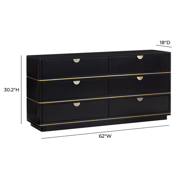 Julieta Black 6 Drawer Dresser Model: TOV-B54253