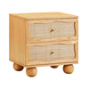Grappa Natural Wood & Rattan Wavy Nightstand Model: TOV-B54344