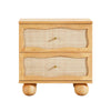 Grappa Natural Wood & Rattan Wavy Nightstand Model: TOV-B54344