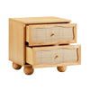 Grappa Natural Wood & Rattan Wavy Nightstand Model: TOV-B54344