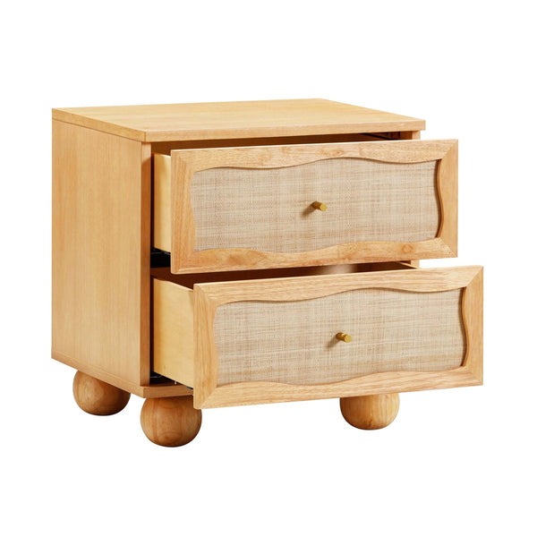 Grappa Natural Wood & Rattan Wavy Nightstand Model: TOV-B54344
