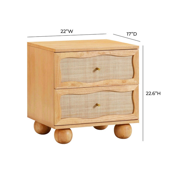 Grappa Natural Wood & Rattan Wavy Nightstand Model: TOV-B54344