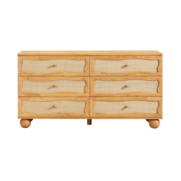 Grappa Natural Wood & Rattan Wavy Dresser Model: TOV-B54345