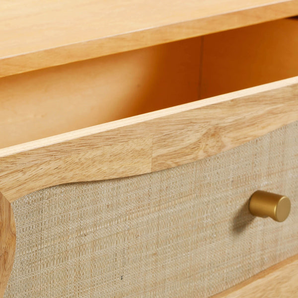 Grappa Natural Wood & Rattan Wavy Dresser Model: TOV-B54345