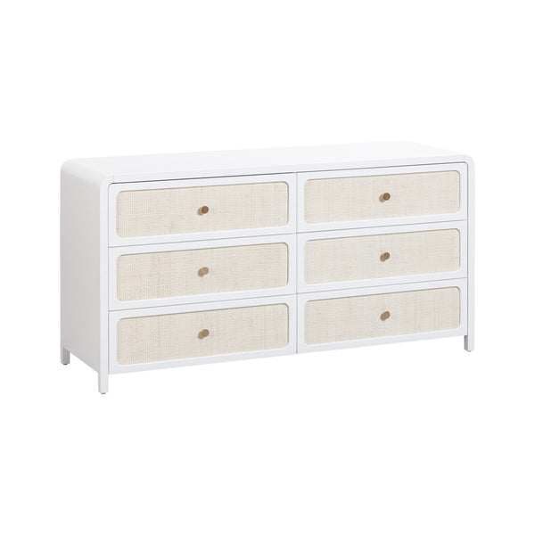 Patty White Rattan 6 Drawer Dresser Model: TOV-B54354