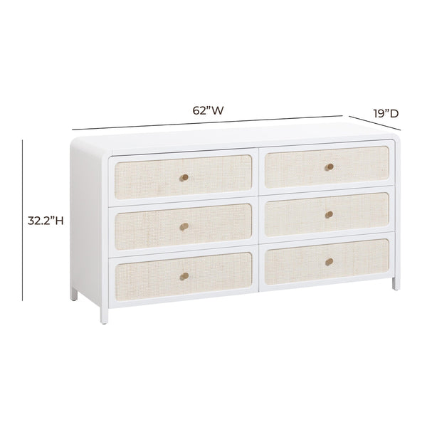 Patty White Rattan 6 Drawer Dresser Model: TOV-B54354