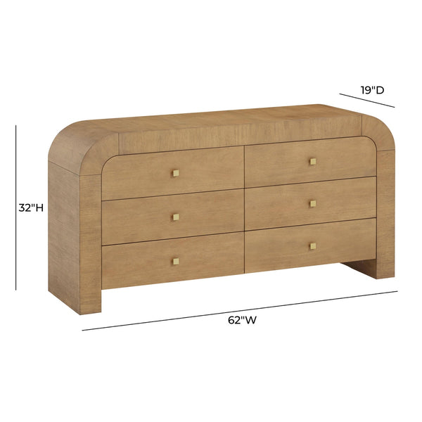 Hump 6 Drawer Natural Dresser Model: TOV-B54398