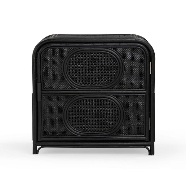 Tina Black Rattan Nightstand Model: TOV-B54406
