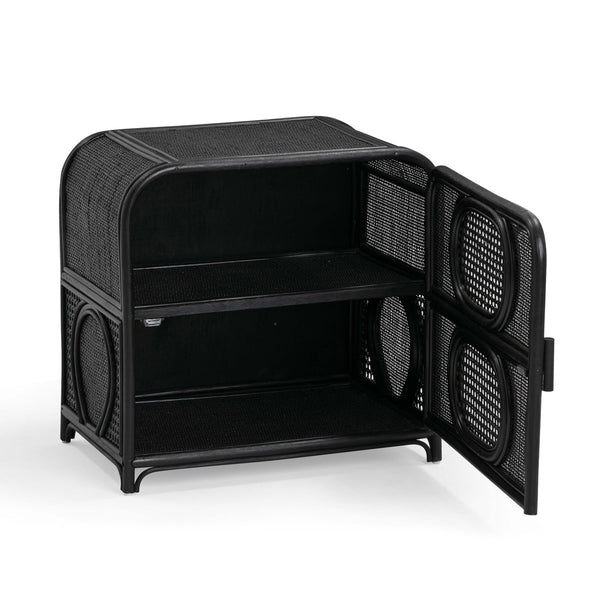 Tina Black Rattan Nightstand Model: TOV-B54406