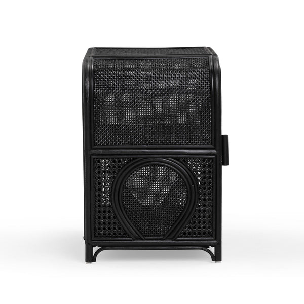 Tina Black Rattan Nightstand Model: TOV-B54406