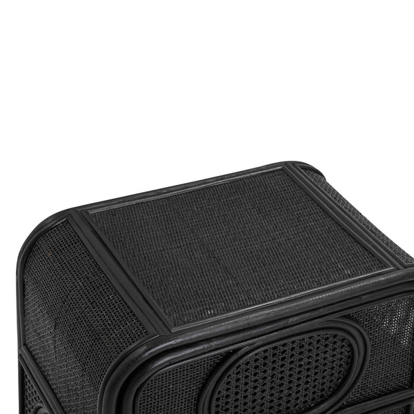 Tina Black Rattan Nightstand Model: TOV-B54406