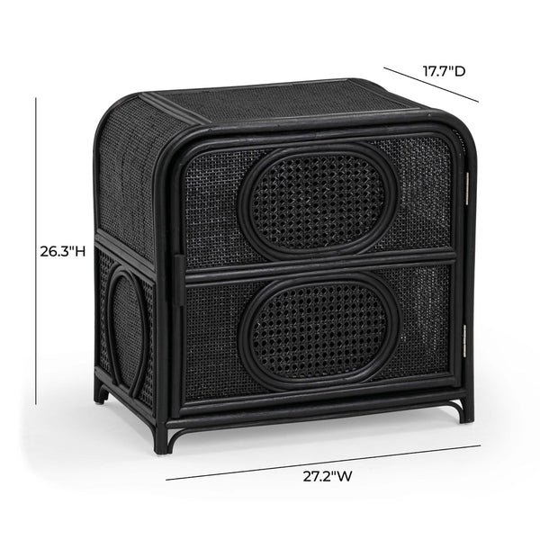 Tina Black Rattan Nightstand Model: TOV-B54406