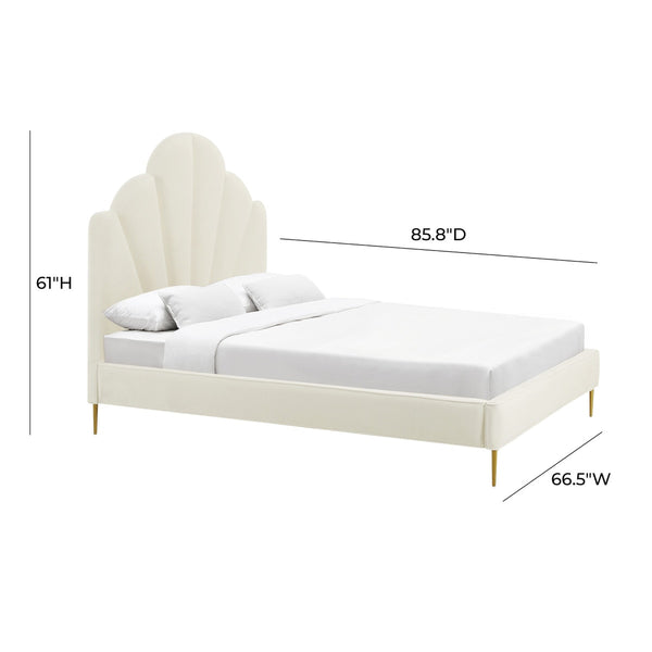 Bianca Cream Velvet Bed in Queen Model: TOV-B68361