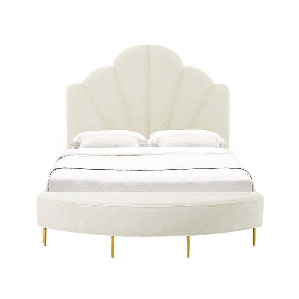 Bianca Cream Velvet Bed in Queen Model: TOV-B68361