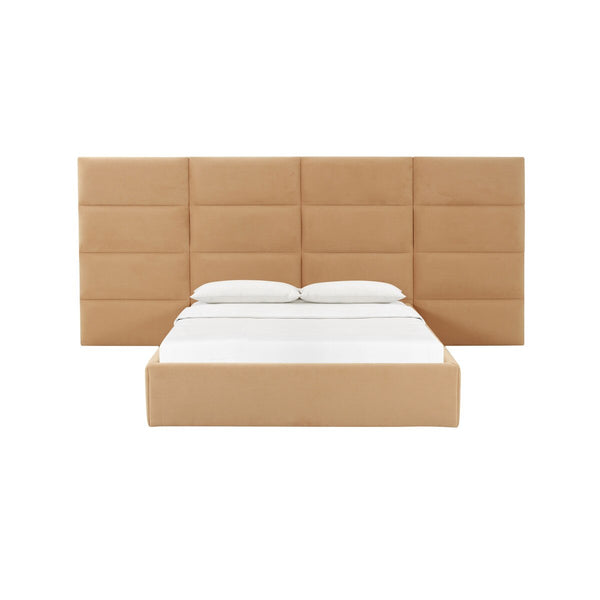 Eliana Honey Velvet Queen Bed with Wings Model: TOV-B68727-WINGS
