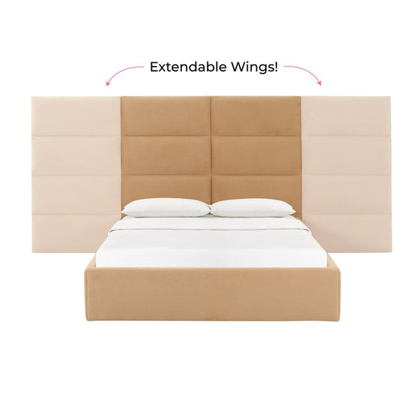 Eliana Honey Velvet Queen Bed with Wings Model: TOV-B68727-WINGS