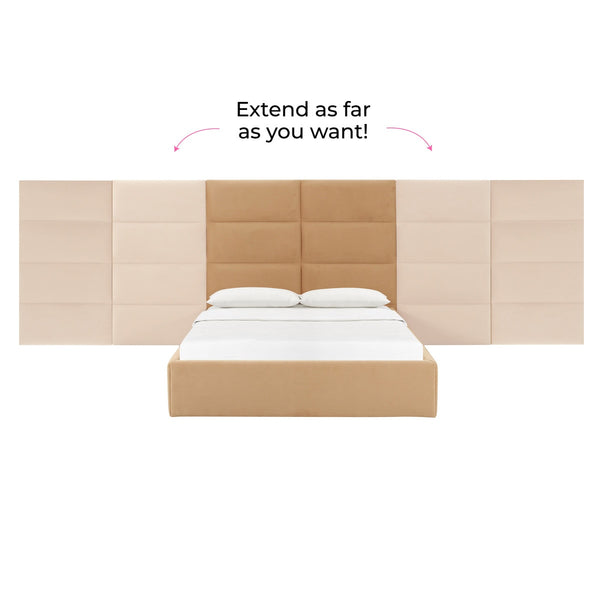 Eliana Honey Velvet Queen Bed with Wings Model: TOV-B68727-WINGS