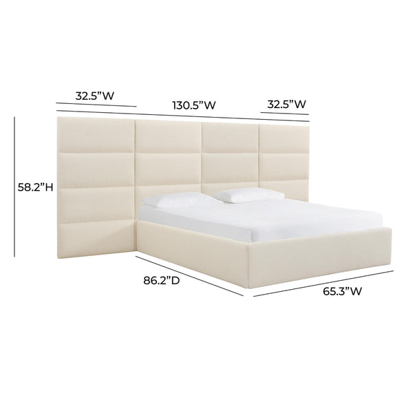 Eliana Cream Boucle Queen Bed with Wings Model: TOV-B68731-WINGS