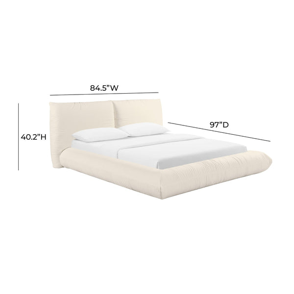 Romp Cream 100% Upcycled Linen Queen Bed Model: TOV-B68950