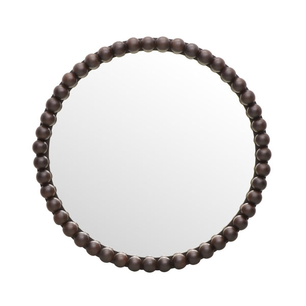 Baria Walnut Finish Round Wall Mirror Model: TOV-C18783