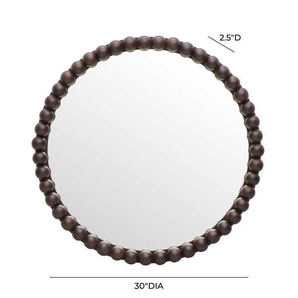 Baria Walnut Finish Round Wall Mirror Model: TOV-C18783