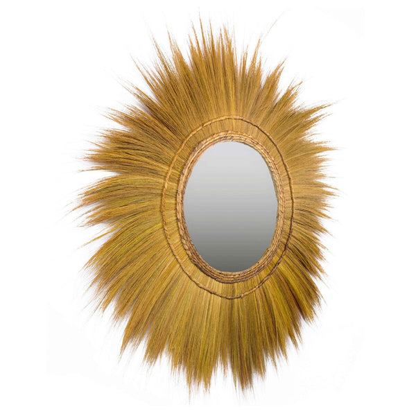 Mettu Natural Grass Round Wall Mirror Model: TOV-C21004