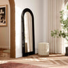 Tanya Black Rattan 70" Floor Mirror Model: TOV-C54315