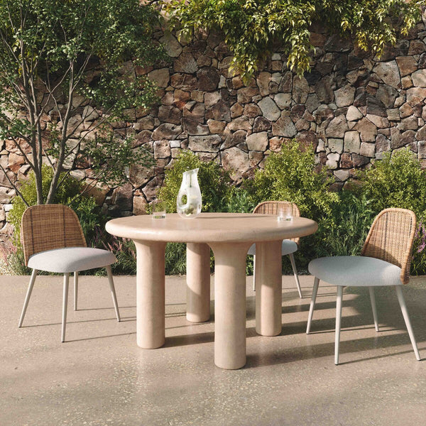 Barbara Cream Textured Indoor / Outdoor 47" Round Dining Table Model: TOV-D18646