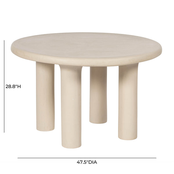 Barbara Cream Textured Indoor / Outdoor 47" Round Dining Table Model: TOV-D18646