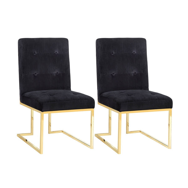 Akiko Black Velvet Chair - Set of 2 Model: TOV-D2052
