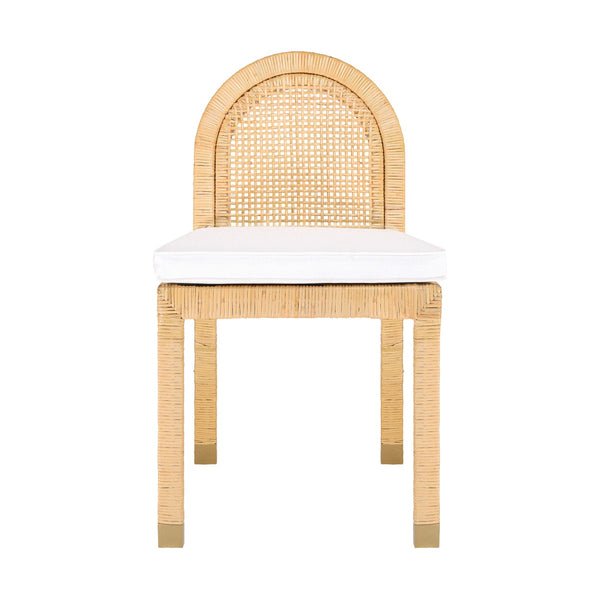 Amara Natural Rattan and Performance Fabric Arched Back Dining Chair Model: TOV-D21026