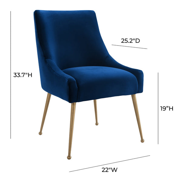 Beatrix Navy Velvet Side Chair Model: TOV-D48