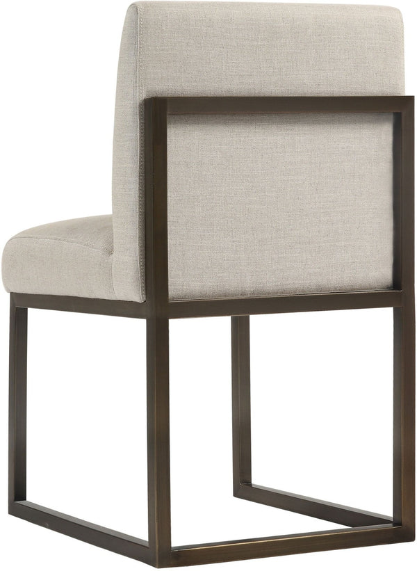 Haute Beige Linen Chair in Brass Model: TOV-D49