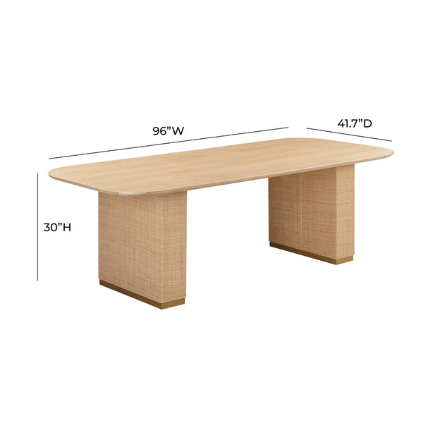Akiba Natural Ash & Rattan 96" Rectangular Dining Table Model: TOV-D54220