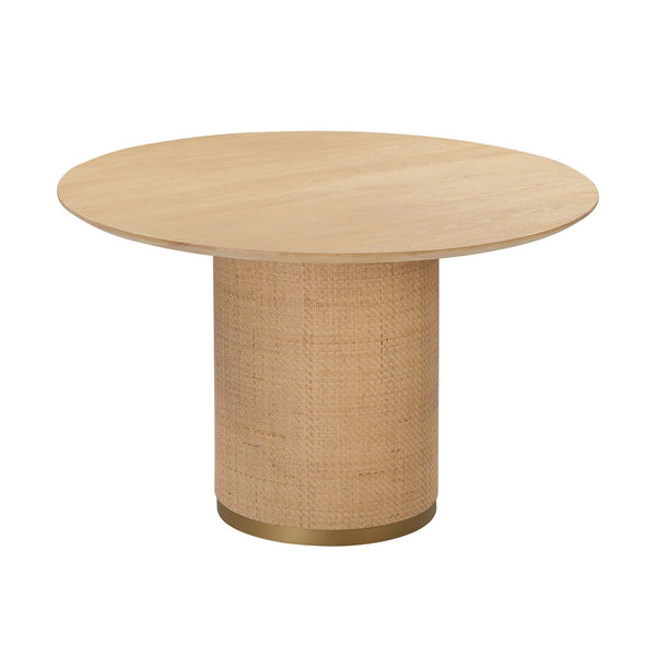 Akiba Natural Ash & Rattan 47" Round Dining Table Model: TOV-D54221
