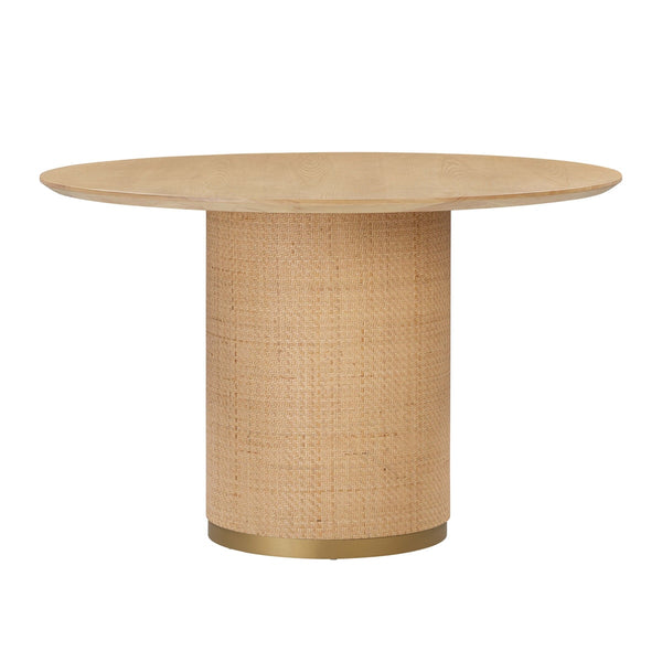 Akiba Natural Ash & Rattan 47" Round Dining Table Model: TOV-D54221