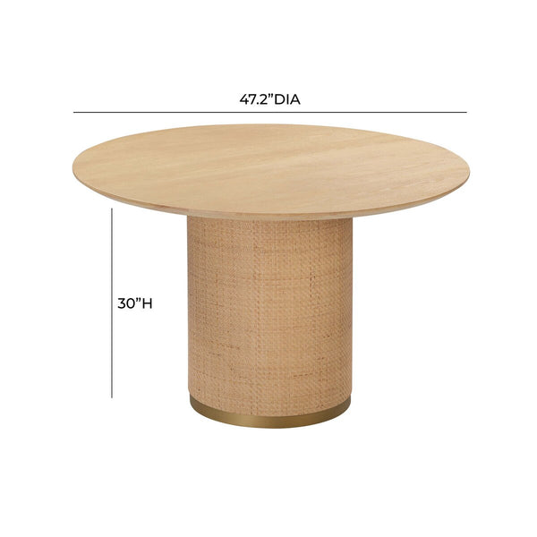 Akiba Natural Ash & Rattan 47" Round Dining Table Model: TOV-D54221