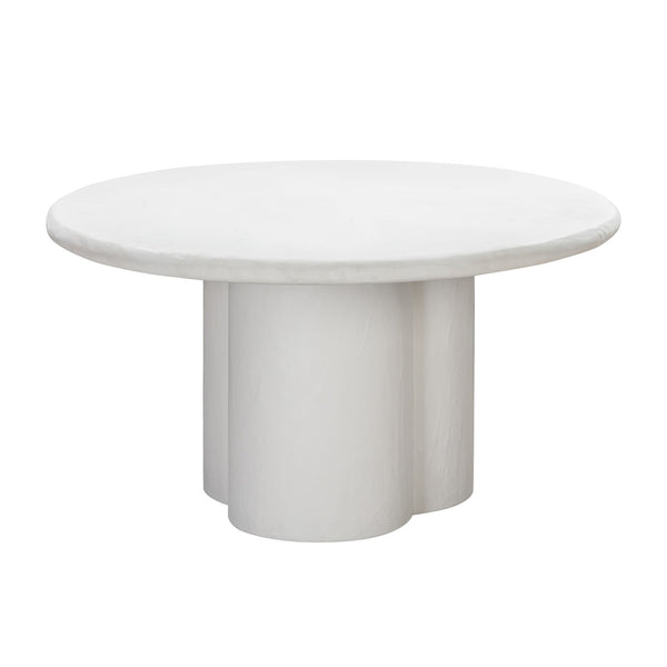 Elika White Faux Plaster Round Dining Table Model: TOV-D54232
