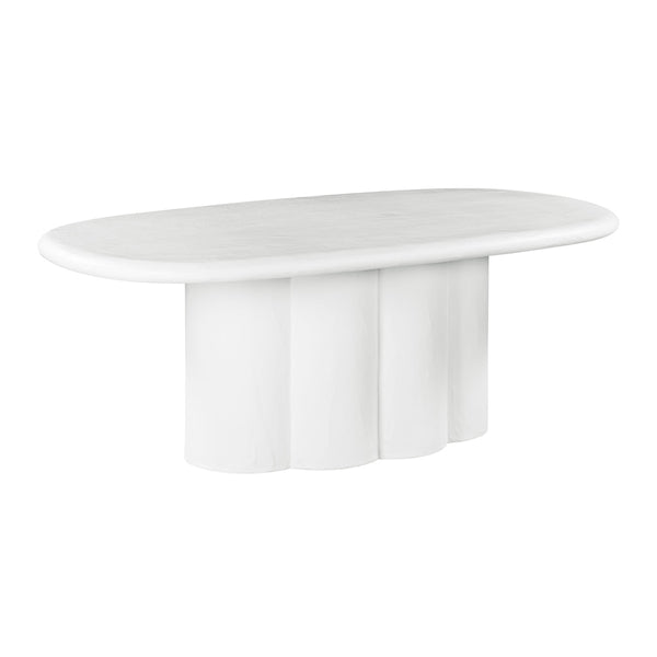 Elika White Faux Plaster Oval Dining Table Model: TOV-D54234