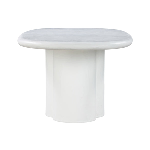 Elika White Faux Plaster Oval Dining Table Model: TOV-D54234