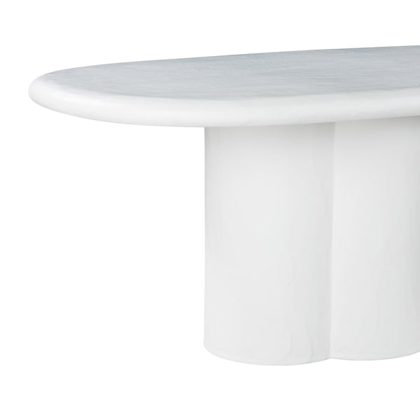 Elika White Faux Plaster Oval Dining Table Model: TOV-D54234