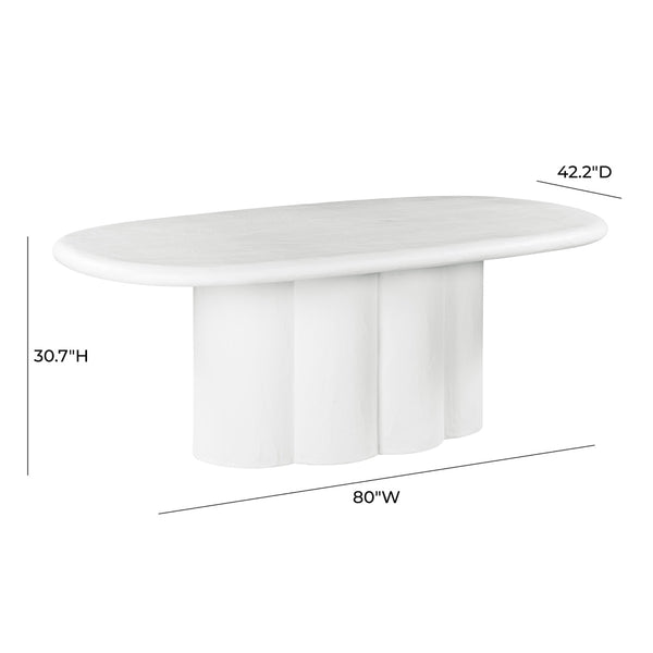 Elika White Faux Plaster Oval Dining Table Model: TOV-D54234