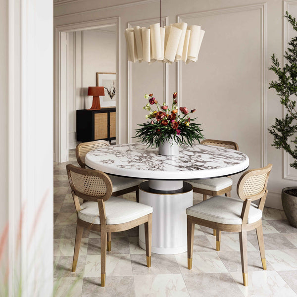 Cosette Natural Performance Linen Dining Chair Model: TOV-D54265